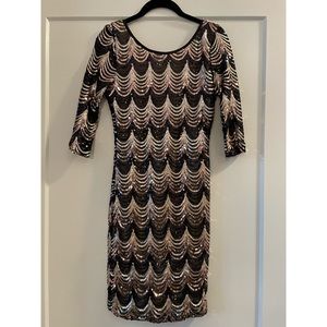 Dainty Hooligan Gold Scallop Low Back Sequin Dress